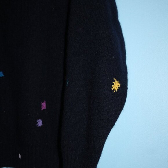 L.L.Bean Men's Large 100% Wool Md in Scotland Colored Patches Crew Neck Sweater - Picture 7 of 16